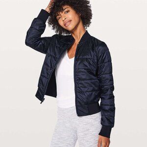 Lululemon Women's Midnight Navy Non-Stop Zip-Up Reversible Bomber Jacket Size 4